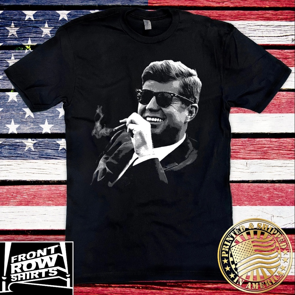 Cool JFK Smoking Cigar With Sunglasses T-Shirt